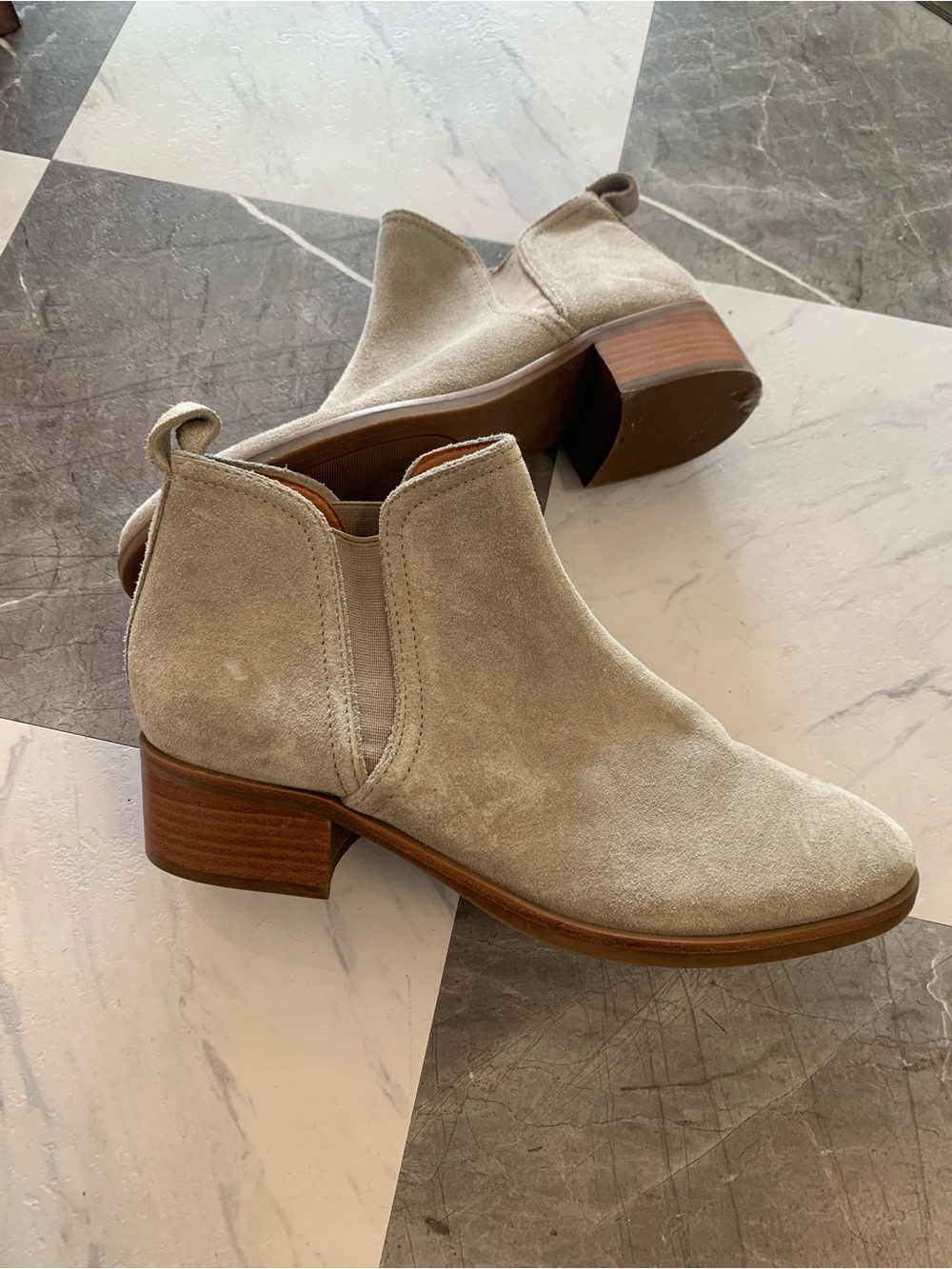 Lucky Brand Women's Suede Chelsea Ankle Boots in Light Taupe